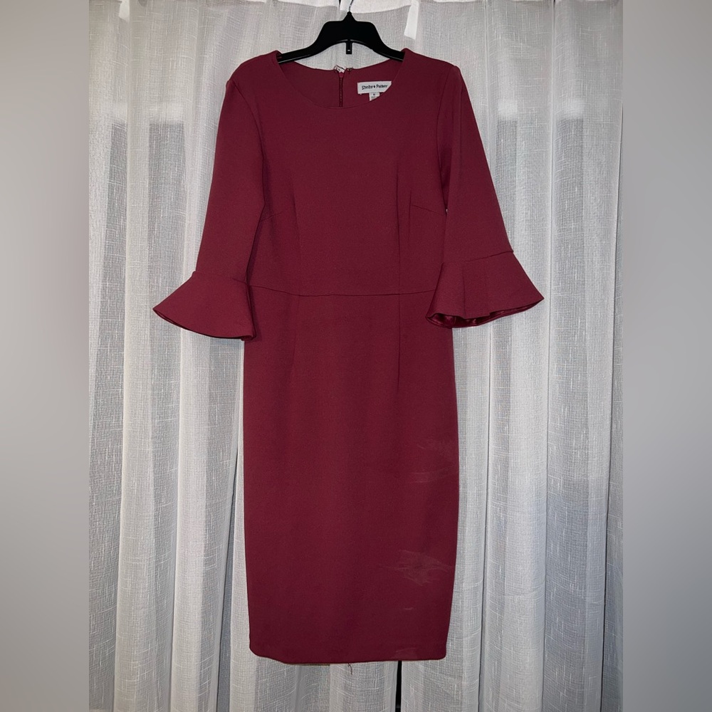 Wine colored midi dress size 6